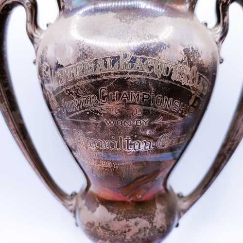 416 - A American sterling silver trophy cup, engraved Montreal Racquet Club Junior Championship Won By A H... 