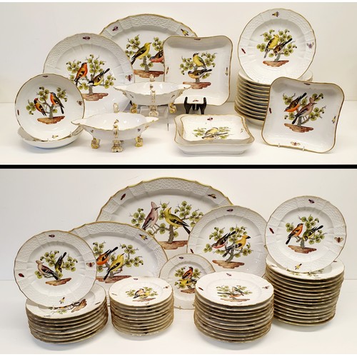 500 - An extensive Meissen Augustus Rex Ornithological dinner service, decorated exotic birds, insects and... 