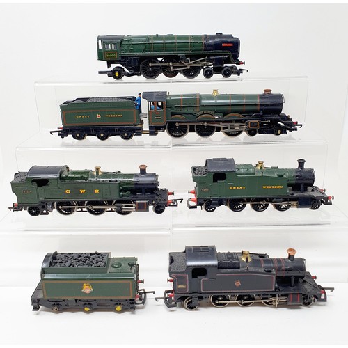 6 - A Hornby OO gauge 4-6-0 locomotive and tender, another, and three locomotives (7)