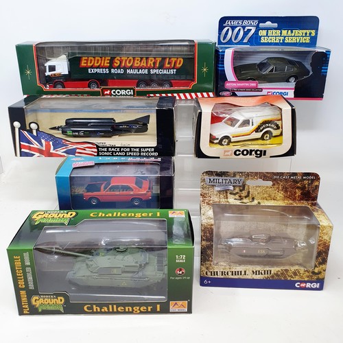 77 - A Corgi model bus, No OM46701B, and assorted other model buses and cars, some boxed (box)