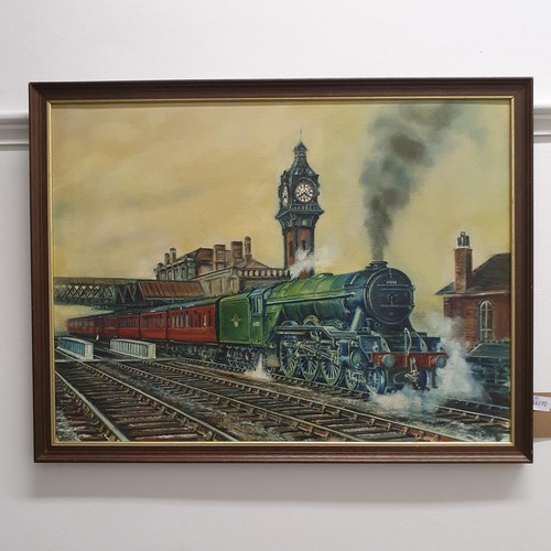 91 - 20th century, English school, study of a locomotive, oil on canvas, 44 x 60 cm