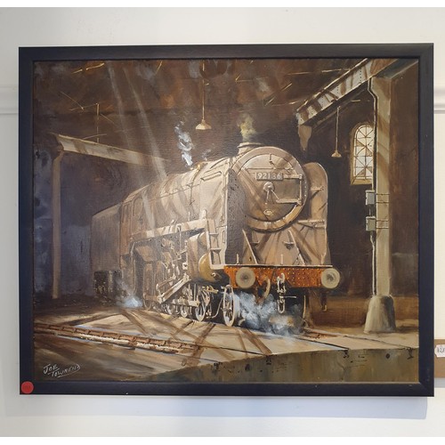 94 - Joe Townend, study of a locomotive, oil on canvas, signed, 50 x 60 cm