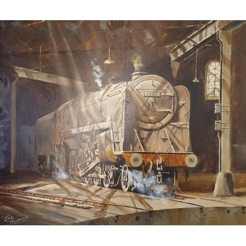 94 - Joe Townend, study of a locomotive, oil on canvas, signed, 50 x 60 cm