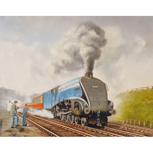 98 - Joe Townend, Wild Swan locomotive, No 60021, oil on canvas, signed, 60 x 75 cm