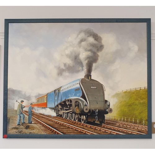 98 - Joe Townend, Wild Swan locomotive, No 60021, oil on canvas, signed, 60 x 75 cm