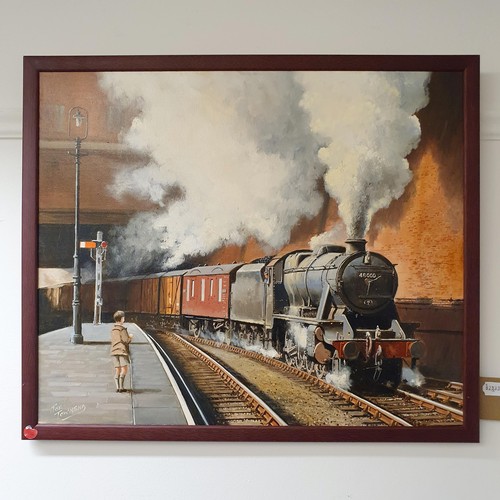 101 - Joe Townend, study of a locomotive, oil on canvas, signed, 49 x 60 cm