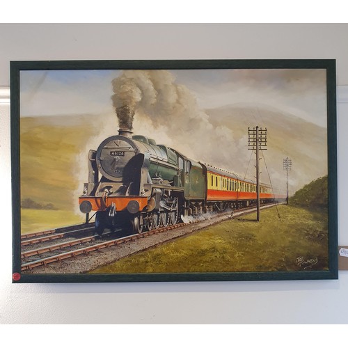 103 - Joe Townend, study of a locomotive, oil on canvas, signed, 50 x 75 cm