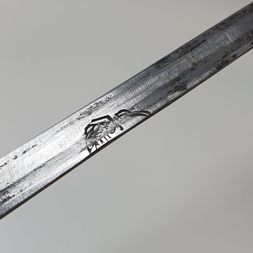 192 - A sword stick, with a trigger type release, in an ebonised stick inlaid in bone, 85 cm