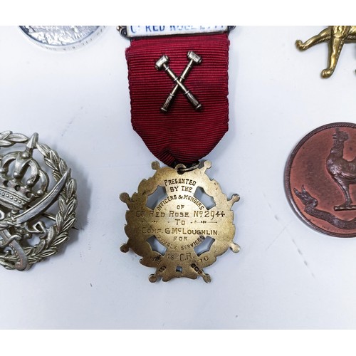 158 - A British War Medal, awarded to GS-27179 Pte W A Shannon, R Fus, assorted medallions, badges and oth... 