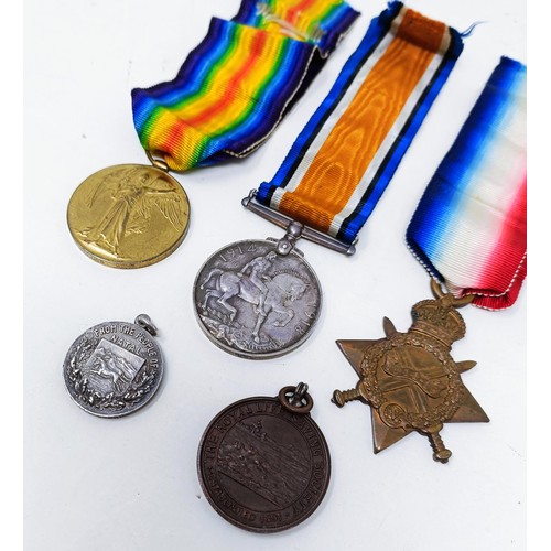 155 - A WWI Trio, with 1914-15 Star, awarded to Gnr J Lund RN, KIA 30th December 1915, with a silver medal... 