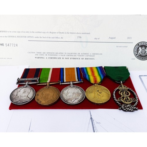 175 - A group of five medals, awarded to Walter Stewart George Devonport Atkin, comprising a Transport Med... 