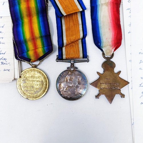 151 - A WWI trio, with 1914-15 Star, awarded to 1751 Pte S Duffield, Notts & Derby Reg, with various handw... 