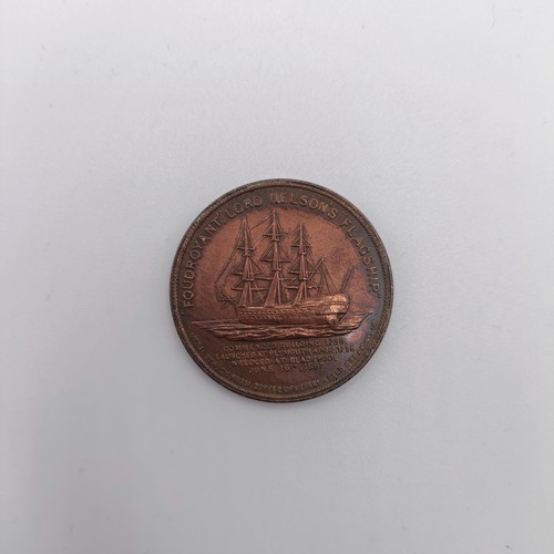 223 - A Nelson commemorative copper medallion, struck from HMS Foudroyant, which was wrecked on Blackpool ... 