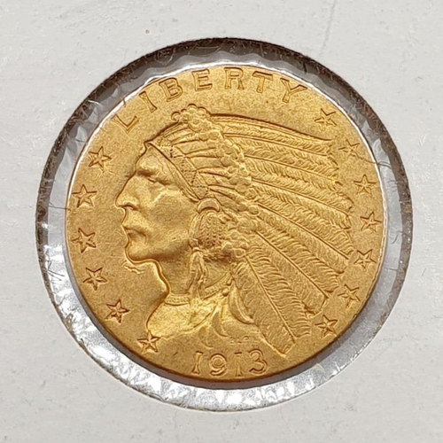 250 - A USA Indian head gold $2.50, 1913