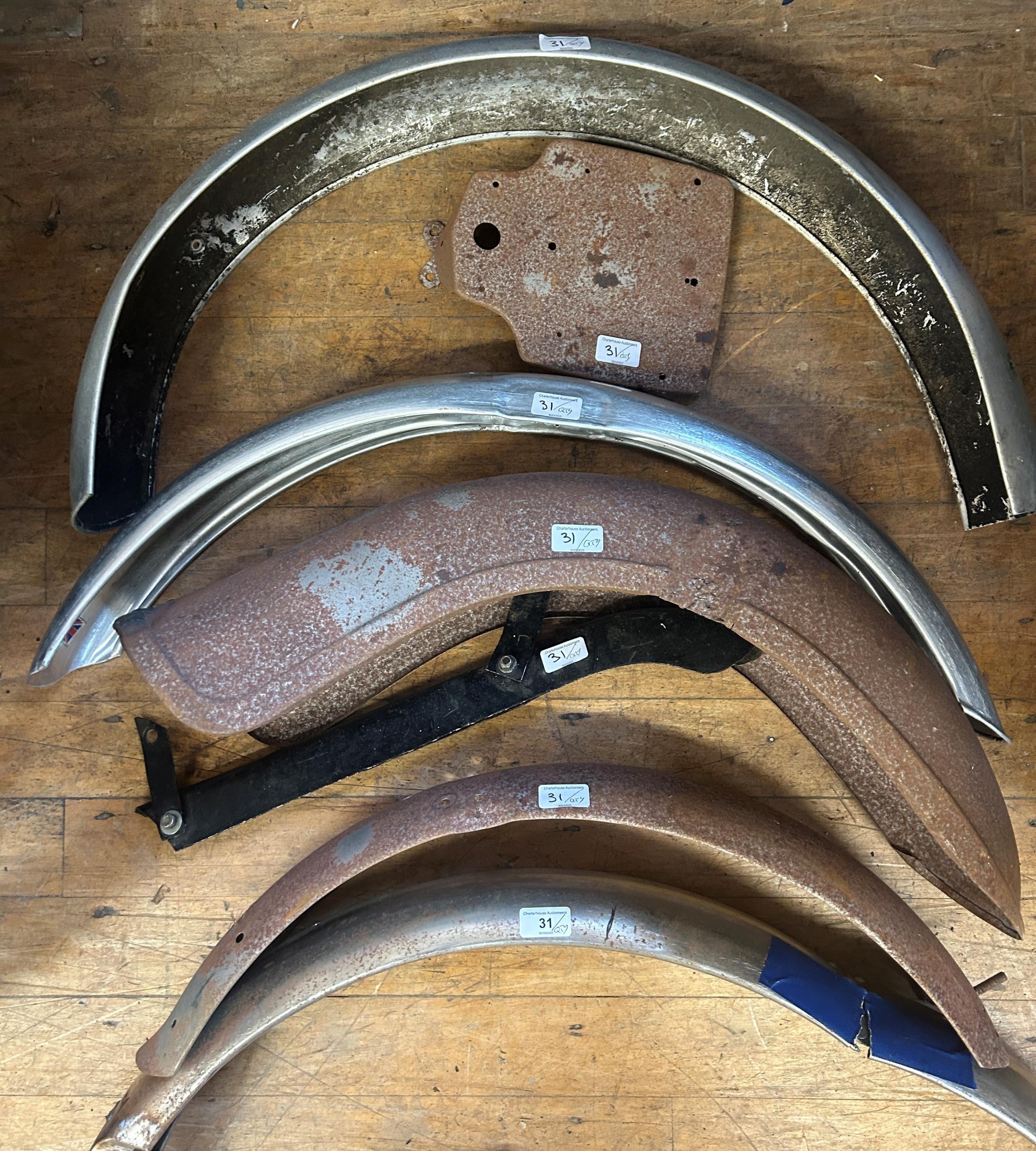 Assorted classic motorcycle mudguards (qty)