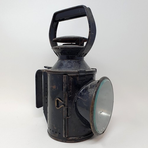 41 - A British Railway signalman's lantern, 30 cm high, and another similar (2)