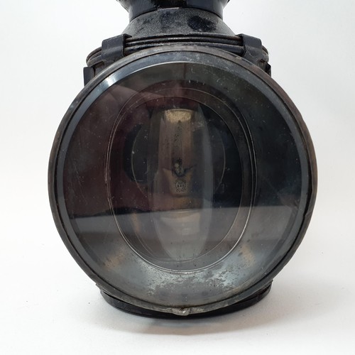 41 - A British Railway signalman's lantern, 30 cm high, and another similar (2)