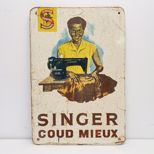 43 - A metal sign, Singer Sewing Machines, 49 x 38 cm