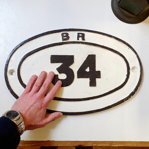 48 - A painted cast iron British Rail locomotive/wagon number plate, 34, 29 x 46 cm