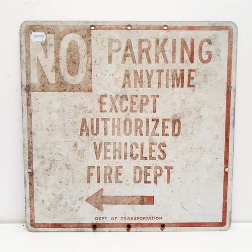 54 - A metal sign No Parking Anytime... 46 x 46 cm