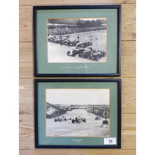 25 - A period monochrome photograph, Brooklands, August Bank Holiday, 1934, 13 x 18 cm, and another, Broo... 