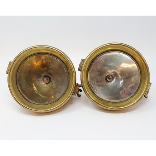 90 - A pair of early 20th century C A Vanderdevell brass electric headlamps, 16 cm diameter (2)