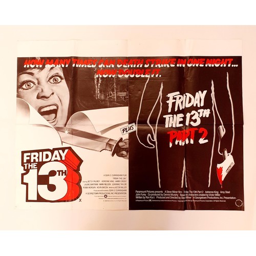 194 - Friday The 13th/Friday The 13th Part 2 (1980s), British quad double bill film poster, 76 x 101 cm