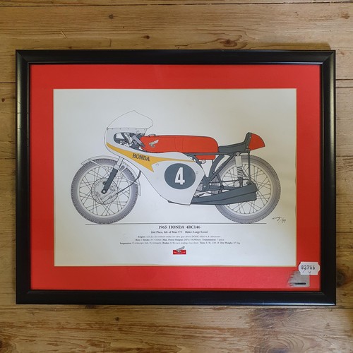 111 - A Honda Collection Hall print, of a 1965 Honda 4RC146, 26 x 25.5 cm, framed