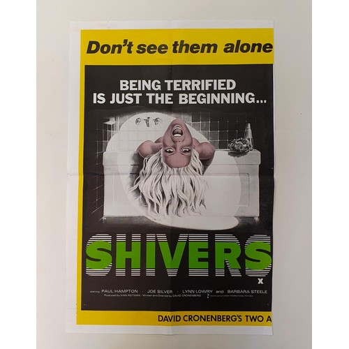 216 - Shivers (1975), half British quad double bill film poster, 78 x 57 cm