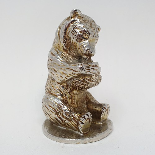 116 - A plated bear mascot, the base marked BY HAWKES & SPINKS LTD, B'HAM, MADE FOR THE BEAR HONEY CO LTD ... 