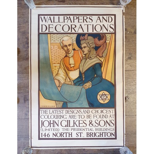 253 - A vintage advertising poster, John Gilkes & Sons, for wallpapers and decorations, 120 x 80 cm