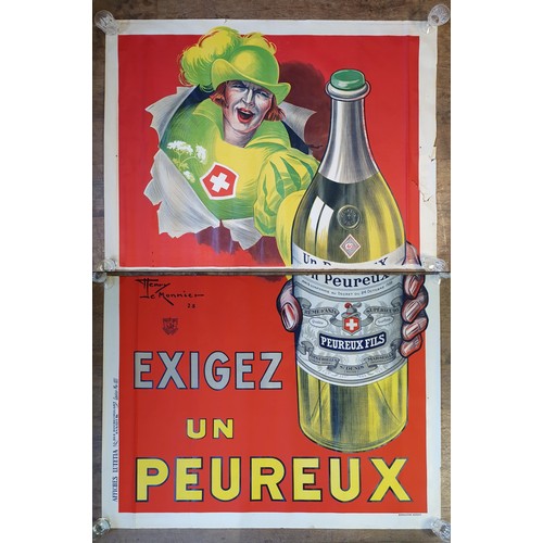 255 - A vintage French poster, Peureux Fils, dated 1925, 320 x 121 cm