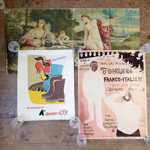 257 - A vintage French advertising poster, K Boottes, two reproduction posters and an oleograph (4)