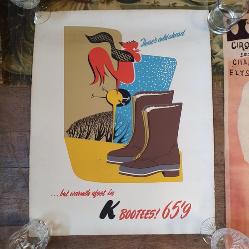 257 - A vintage French advertising poster, K Boottes, two reproduction posters and an oleograph (4)