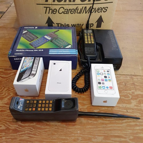 279 - A Panasonic E-TACS carphone, an Eriksson GA318, boxed, and assorted other 80s, 90s and early 2000s p... 