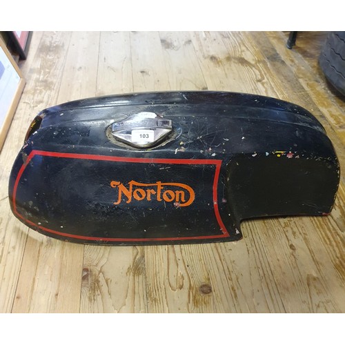 103 - A Norton fibreglass petrol tank, painted black