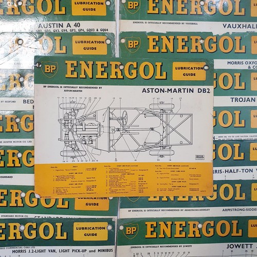 146 - A BP Energol workshop lubrication guide, for an Aston Martin DB2, and 54 others for various cars (55... 