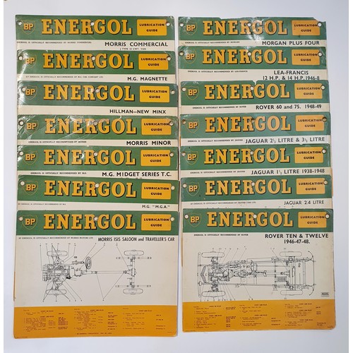 146 - A BP Energol workshop lubrication guide, for an Aston Martin DB2, and 54 others for various cars (55... 