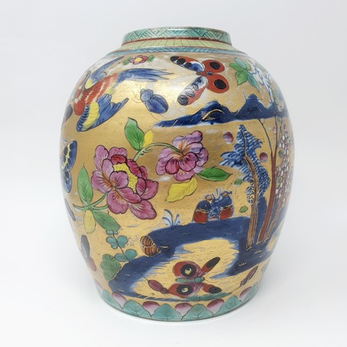 318 - *** Regretfully Withdrawn *** A Chinese clobbered ginger jar, lacking lid, 25 cm high