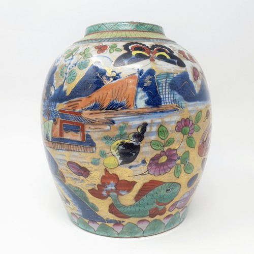 318 - *** Regretfully Withdrawn *** A Chinese clobbered ginger jar, lacking lid, 25 cm high