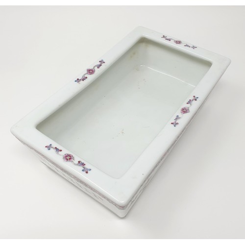 324 - A Chinese rectangular planter, decorated bird and flowers, character mark to base, 24 cm wide