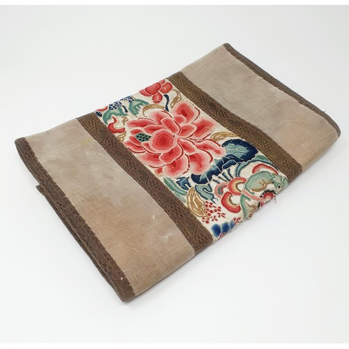 333 - A Chinese embroidered sleeve, converted to a bag, 24 cm wide