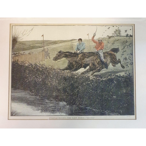 539 - Steeplechasing - The Last Fence, print, 24 x 31 cm, and two other prints (3)