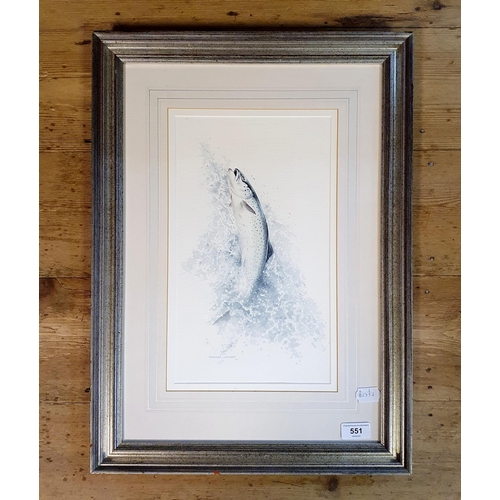 551 - Terence Lambert, study of a trout, watercolour, signed, 37 x 24 cm 
Provenance:  Sold on behalf of S... 