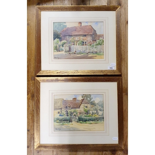 656 - E M Southby, a cottage, watercolour, signed, 24 x 30 cm, and its pair (2)