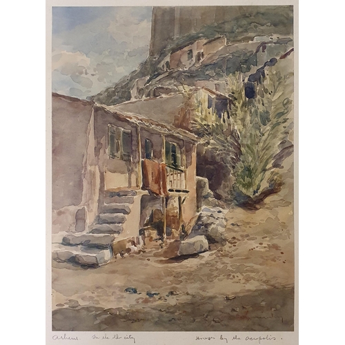 674 - Early 20th century, English school, study of a ruin, watercolour, indistinctly signed, 30 x 23 cm, a... 