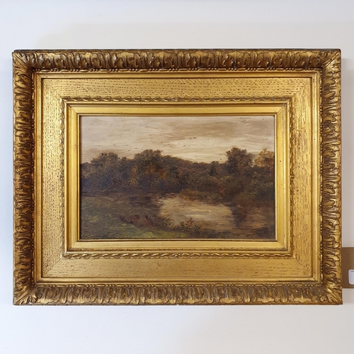 688 - Marmaduke A Langdale (British act. 1864-1905), landscape, oil on board, signed, 18 x 28 cm