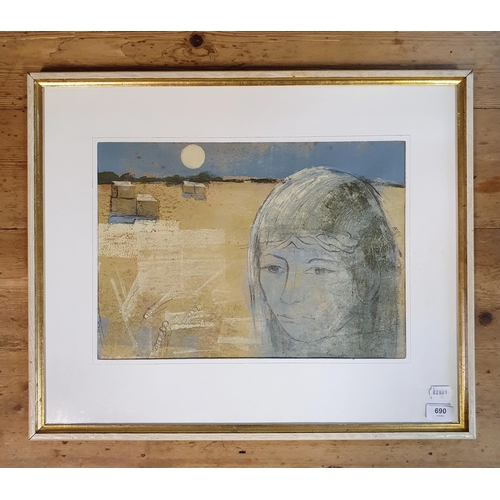 690 - Pamela Townsend (British 1920-2019), Harvest Moon, watercolour, signed, 32 x 43 cm