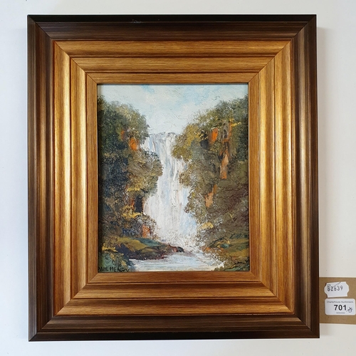 701 - ***regretfully withdrawn***
Paul Henry, a waterfall, oil on board, signed, 24 x 18 cm