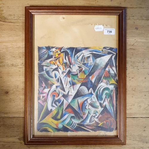 730 - 20th century, Continental school, a Cubist scene, pastel, initialed, 61 x 28 cm